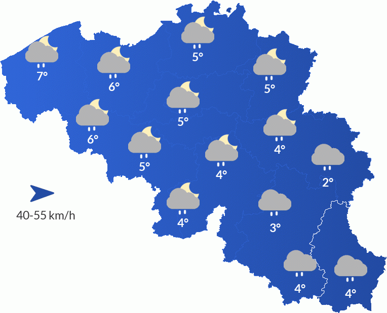 Météo en Belgique - Dimanche 22 décembre Nuit