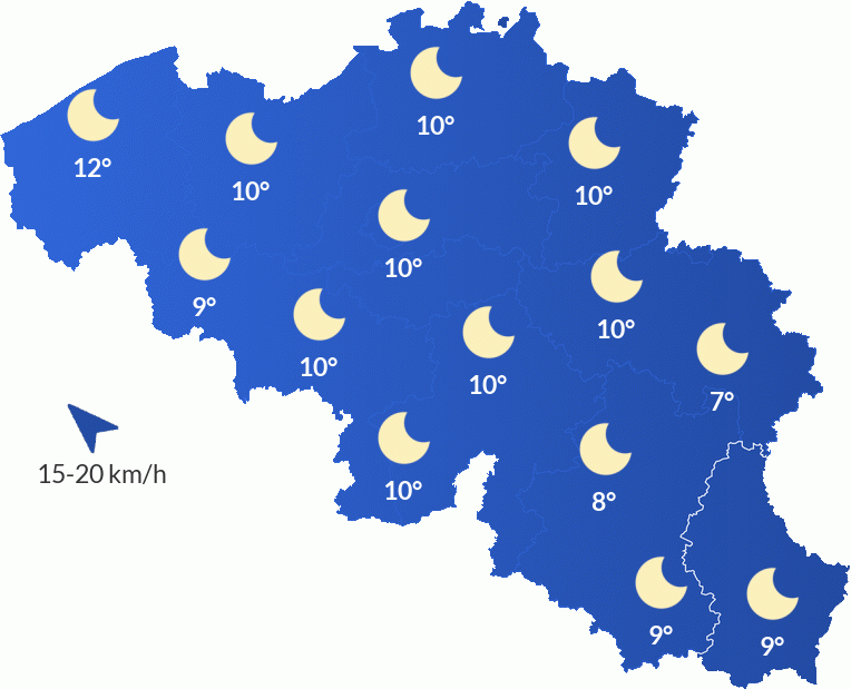 Météo en Belgique - Mercredi 23 octobre Soirée